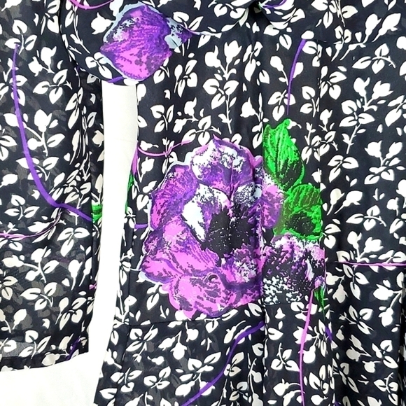 Vintage 80s Kono Floral Midi‎ Dress - Picture 4 of 11